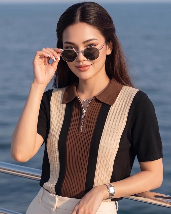 AUSK Women’s Casual Summer Polo Knit T-Shirt - Image 3