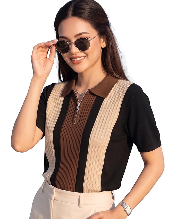 AUSK Women’s Casual Summer Polo Knit T-Shirt
