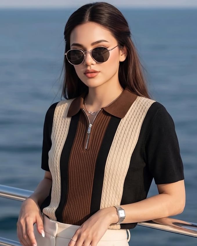 AUSK Women’s Casual Summer Polo Knit T-Shirt - Image 2